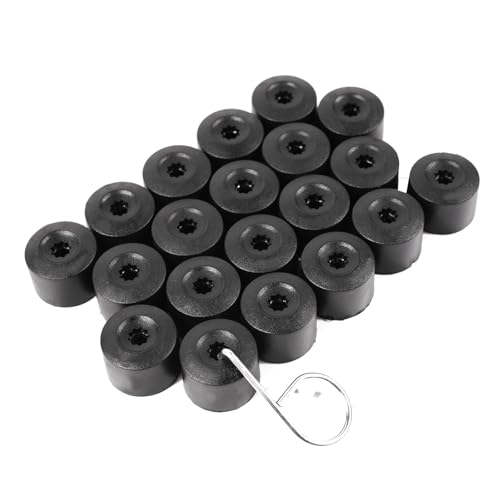 runmade 20Pcs ABS Plastic Wheel Lug Nut Covers Locks Bolt Caps Cover with Removal Tool Compatible with VW Jetta Golf Passat Beetle EOS Black