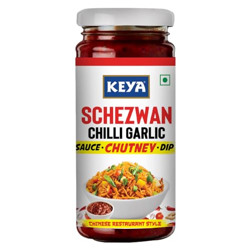 Image of Keya Schezwan Chilli Garlic Chutney 250g | No Added MSG | Chunky for the Perfect Bite | Use it Anyway | Cook, Spread & Dip | Spicy & Zesty
