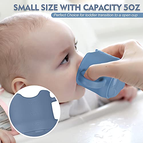 Haakaa Silicone Toddler Cups, Bpa Free Drop-Proof Training Cups For Baby 6 Months+, 5 Ounce (Bluestone) #TOP1