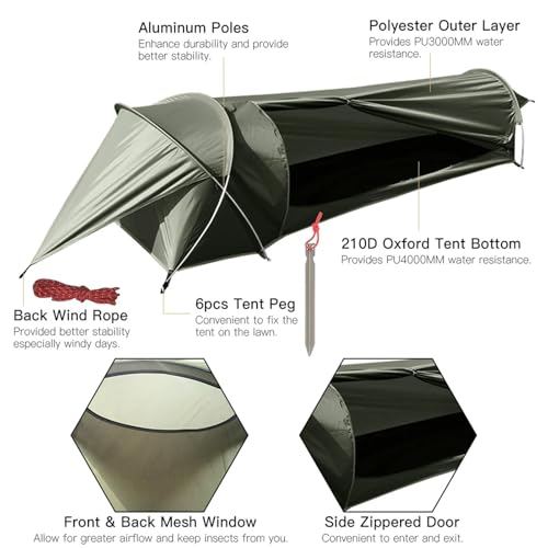 Tente camping 1 place portable compacte imperméable pour trekking