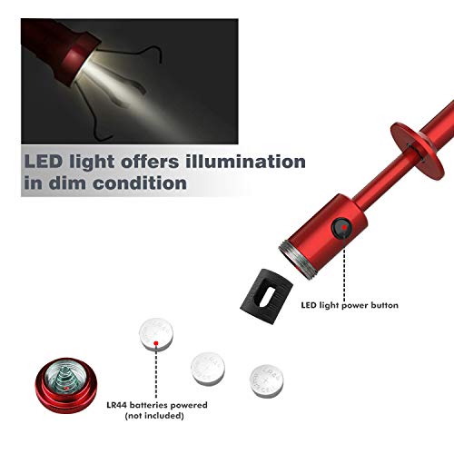 Housolution Outil de Ramassage Magnétique Ramasseur 4 Girffes, Pliable Souple avec Bulles LED, Assistance Longue Portée Flexible pour Ramasser Petits Déchets/Évier - Rouge – Image 7