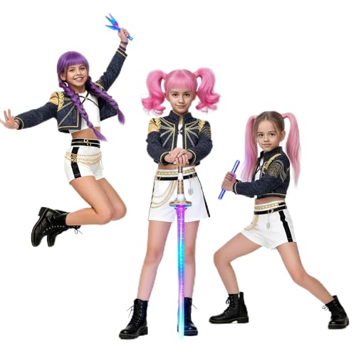 AKUVU Stage Outfit Pop Singers Clothes Set Top and Pants and Gloves for 3-14 Years (Black, 110cm(3-5 Years))