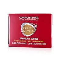 CONNOISSEURS Jewelry Wipes - Compact Gold and Silver Jewelry Cleaner, Polish and Remove Tarnish to Restore Brilliance, 25 Count (Pack of 1)