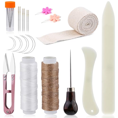 JUPEAN Kits de encadernação de livros, 24 peças, kit de encadernação com pastas de osso, ferramenta