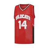 MEBRACS Wildcats Basketball Jersey for Men 14 Troy Bolton 8 Chad Danforth High School Jersey (14 Red, X-Large)