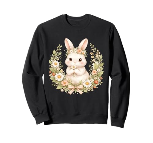 Cozy Cottagecore Bunny Cute Floral Rabbit Easter Aesthetic Sweatshirt