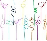 Crazy Straws, Reusable Plastic Loop Curly Fun Straws for Classroom Activities, Valentine’s Day Gift, Christmas Birthday Party Supplies Decoration (24 Pcs)