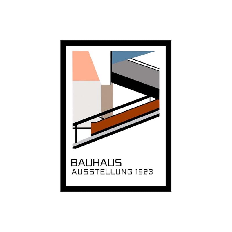 Image of BLINKART Vintage Bauhaus Retro Geometric Aesthetic Poster Gallery | Colorful Wrap Framed For Home Office Studio Living Room Modern Art Studio Decoration Abstract Shapes | (d70) | 13x10 Inch