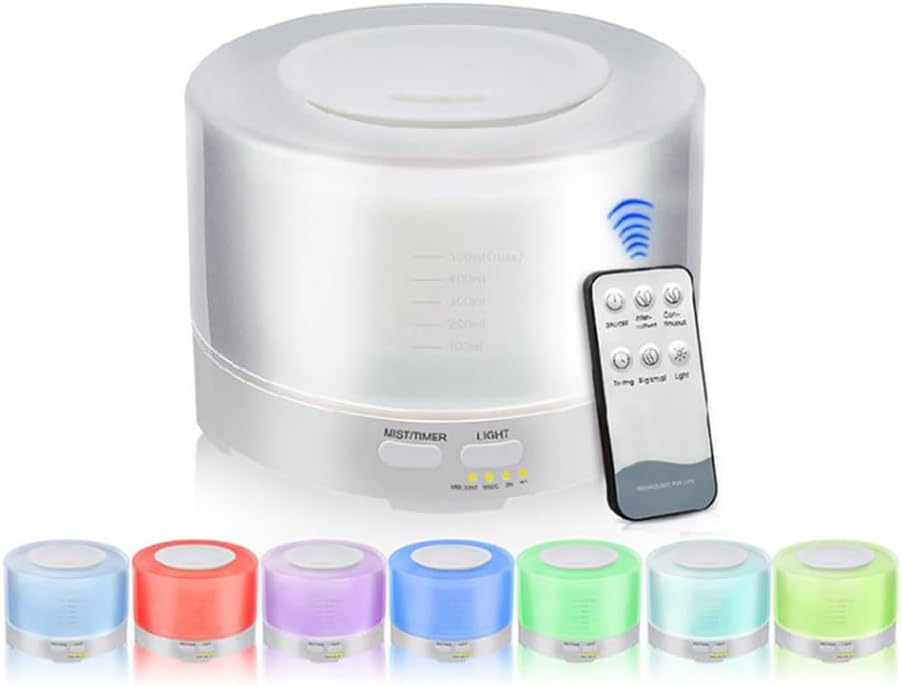 AMERTEER 700ml Essential Oil Diffuser – Aromatherapy Diffuser with 4 Timer Settings, 7 Color LED Lights, Cool Mist Humidifier, Auto Shut-Off, Perfect for Relaxation and Wellness at Home