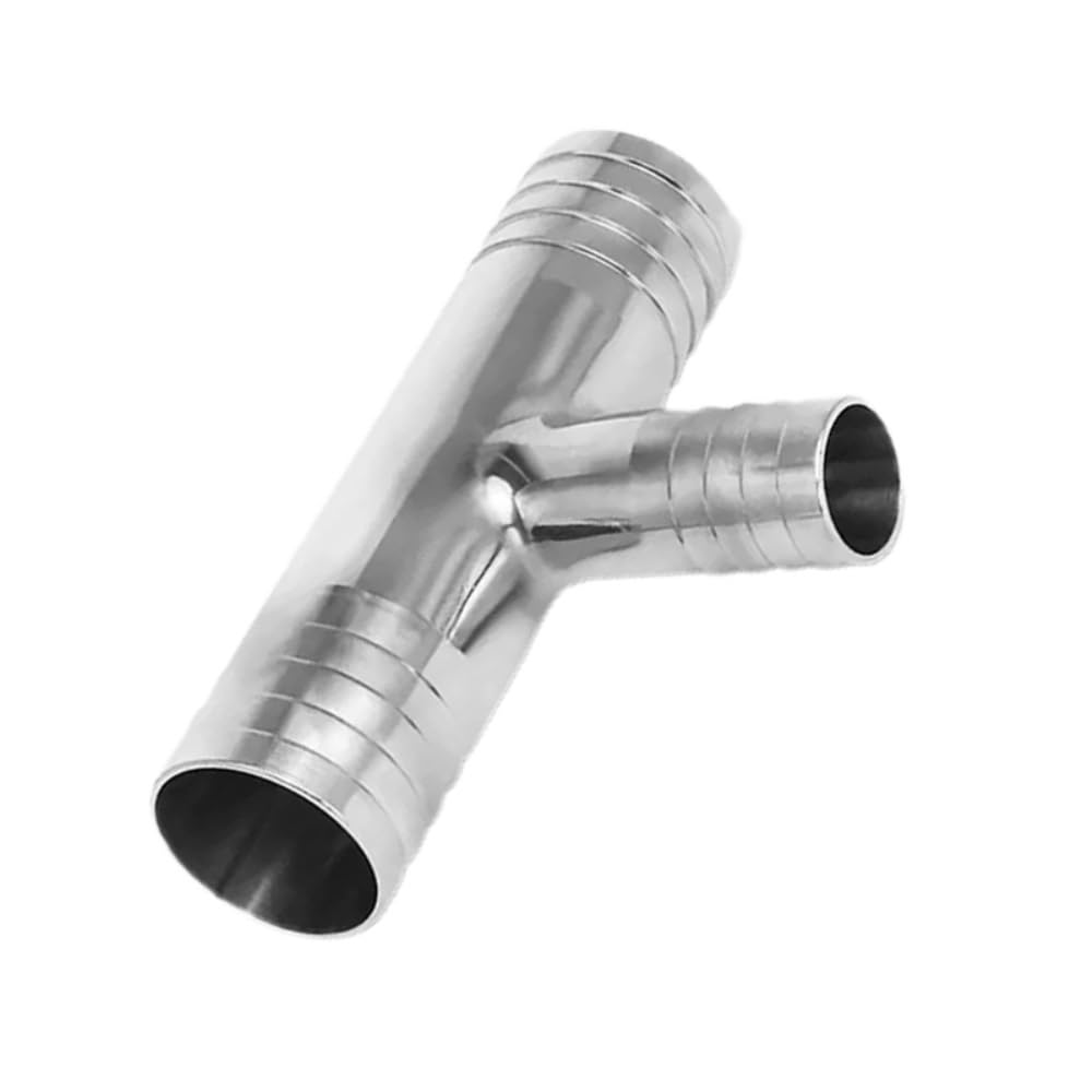 6 8 10 12 14 16 19 20 25 32 38-51mm Hose Barb Reducer Tee 3 Ways Splitter 304 Stainless Steel Hosetail Connector Coupler Fitting(38-12-38mm)