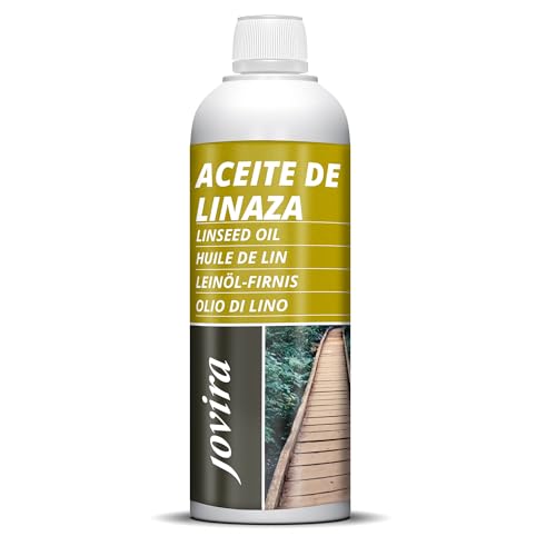 JOVIRA PINTURAS aceite Linaza. Barniz Natural (100% Puro) Nutrición, protección y cuidado de la madera. (500 Mililitros) F-7