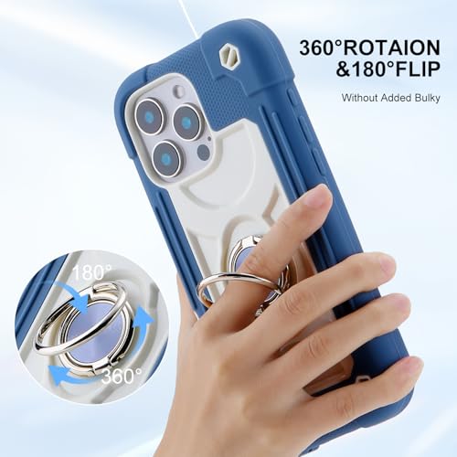 Image of MARKILL Compatible with iPhone Case with Ring Stand, Military Grade Drop Protection Full Body Rugged Heavy Duty Protective Durable Cover iPhone. (Blue, iPhone 16 Pro 6.3 inch)