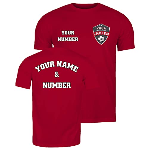 lepni.me Camiseta Personalizada de Fútbol para Hombre | Nombre y Número Personalizables | Emblem 2026 (M Borgoña Multicolor)
