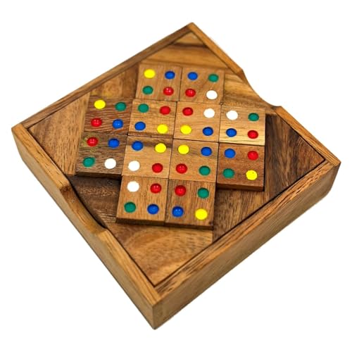 Color Match 12 Pieces Puzzle Fun Challenging Wooden IQ Brain Teaser Game