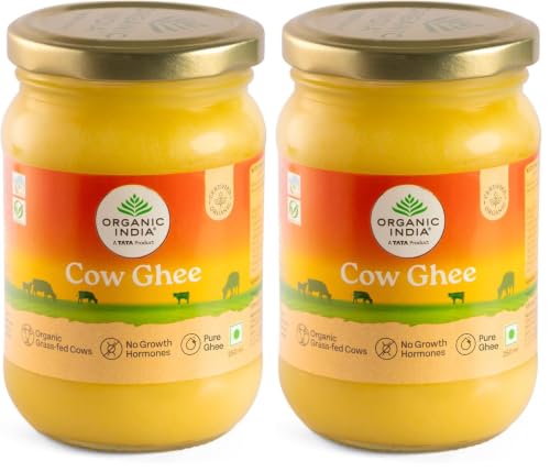 Image of Organic India Pure Cow Ghee, 250ml | Labs Tested on 250+ Parameters | Certified Organic | Glass Bottle | Sourced from Organically Fed Cows | Authentic Taste, Rich in Healthy Fat (Pack of 2)