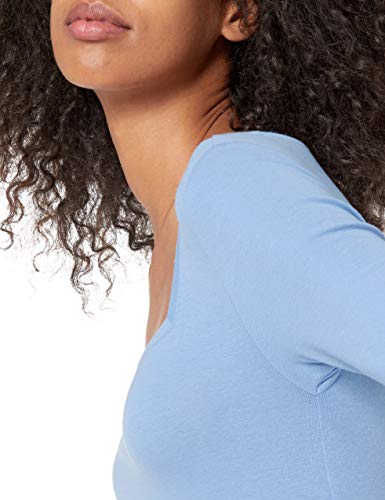 Amazon Essentials TShirt Aderente con Scollo Quadrato e Mezze Maniche Donna Blu XS