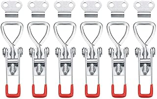 6 PCS Toggle Clamp Latches, Adjustable Cabinet Clasp Lock, Metal Toggle Clamp Latch Hasp Heavy Duty 100KG/220lbs Holding Capacity, Small Size