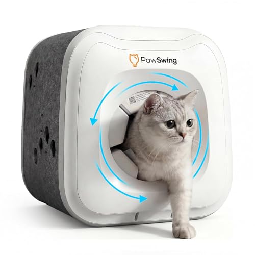 PawSwing Cat Self Groomer Neo with 360° Skin Friendly Brush Self Cleaning Automatic Fur Collection Grooming House for Hairball Control and Shedding Relief Autocomb Cat Auto Grooming Box for All Cats