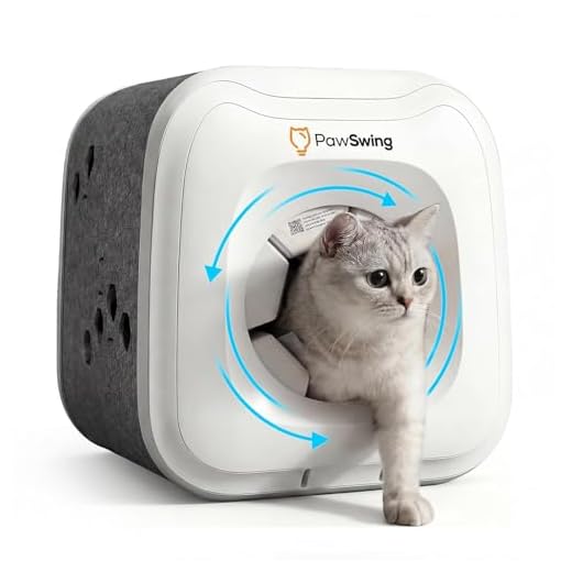 PawSwing Cat Self Groomer for Hairball Control and Shedding Relief 360° Skin Friendly Brush Pet Hair Remover Tool Gentle Self Cleaning Automatic Fur Collection Smart Grooming House for All Cats
