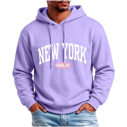 Men's New York Graphic Hoodie Winter Fleece Pullover Sweatshirt