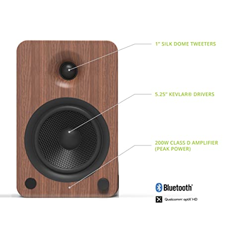 Image of Kanto YU6WALNUT Powered Bookshelf Speakers with Bluetooth and Phono Preamp | Pair | Walnut