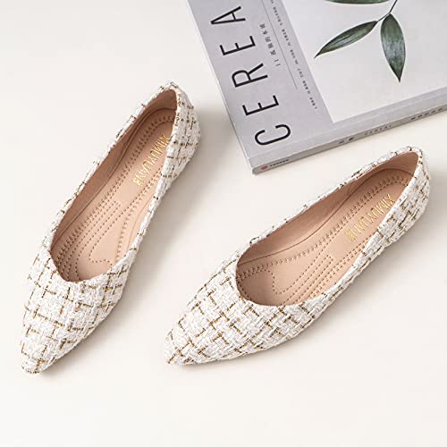 JiangWei Shu Women's Bow-Knot Suede Ballet Flat Slip On Dress Shoes3