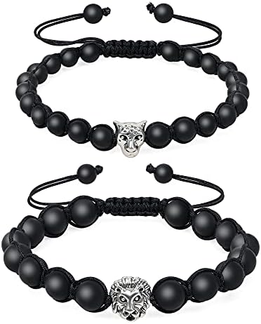 COAI Leopard Lion Matte Onyx Couples Bracelets