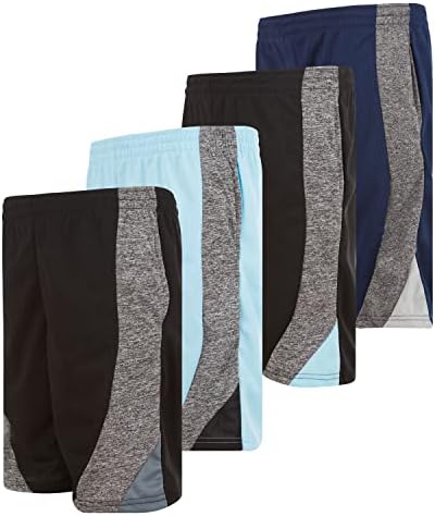 X Game Time - 4 Pack Boy's Active Mesh Shorts Athletic Performance Shorts with Side Panel (Medium, Set B)