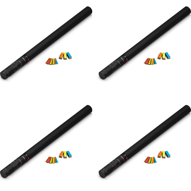4 Stück manuelle Konfettikanonen, mehrfarbig, 80 cm – Reichweite 14 m – ideal für Partys & Veranstaltungen ZENDA CLUB®