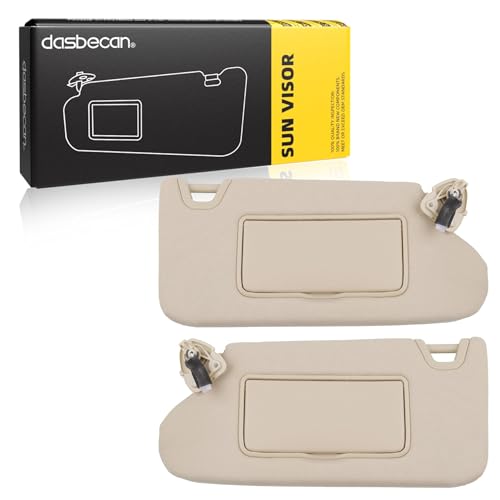 Beige sun visor pair for Nissan Altima (2013-2018) with vanity light
