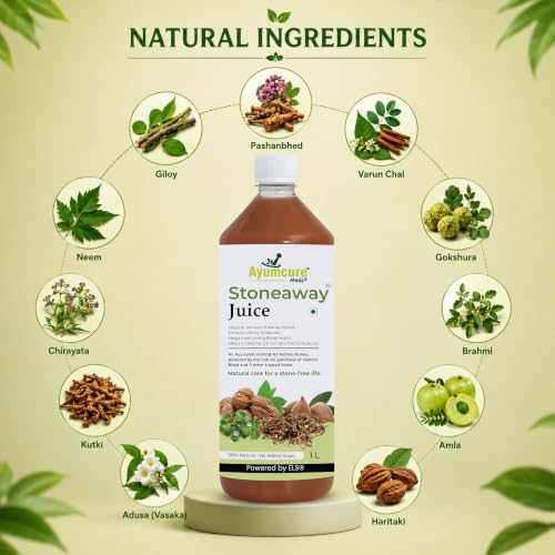 Image of Ayumcure Stoneaway Juice 1L | Ayurvedic Blend with Pashan Bhed, Gokshura, Punarnava & 11+ Herbs | Supports Kidney Stone Removal, Relieves Urinary Irritation & UTI | 100% Natural