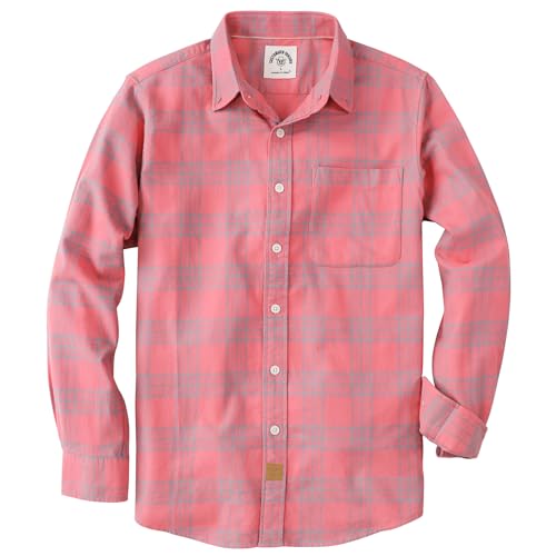Dubinik® Camisa Franela Hombre Manga Larga 100% Algodón Casual Botones Cuadros Con Bolsillo