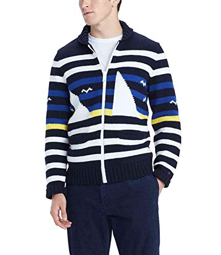 Tommy Hilfiger Men's Coastal Blue Cardigan Sweater #TOP23