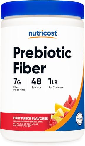 Nutricost Prebiotic Fiber Fruit Punch Flavored (1 Pound) – Vegan, Gluten-Free, GMO-Free