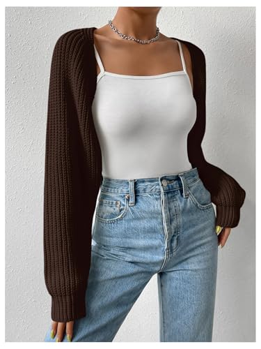 Image of Verdusa Women's Y2k Cropped Cardigan Sweaters Lightweight Knit Open Front Bolero Shrugs Spring Fall Outfits