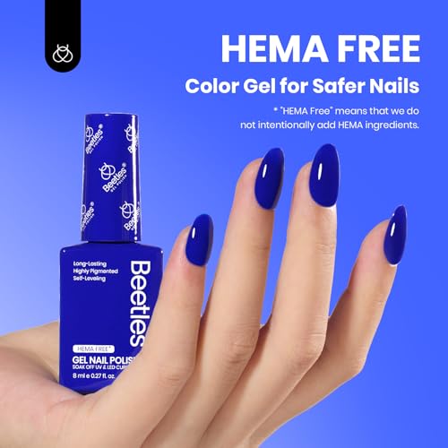Image of Beetles Blue Gel Nail Polish- Hema-Free Gel Nail Polish High Gloss Soak Off Eternal Navy Royal Dark Nail Polish Nail Art Manicure Salon Same Color Bottle