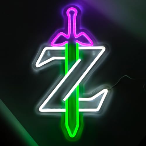 Image of Neon Sign LED Light, Master Sword LED Sign for Gaming Room Decor Gamer Gifts for Game Room Wall Bedroom Decor LED Neon Light for Game Fans (White Z)