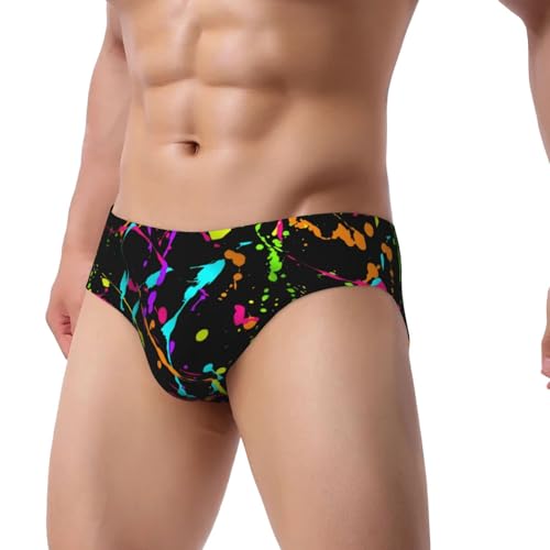 Glow In Dark Splatter Neon Men'S Brief Underwear Underpants Triangle Briefs With Pouch2