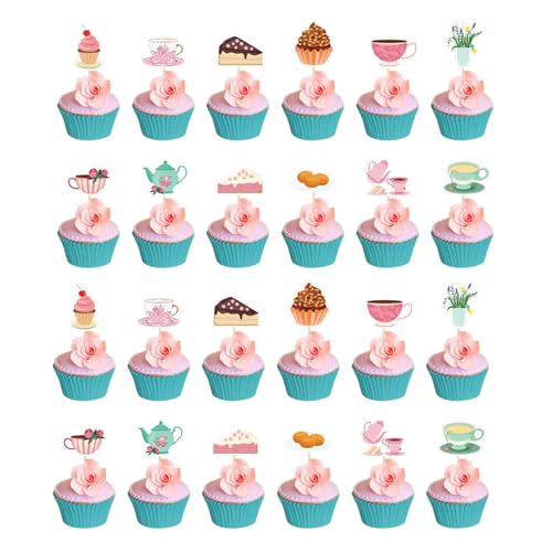Afternoon Tea Decorations - Vintage Elegant Cupcake Toppers 