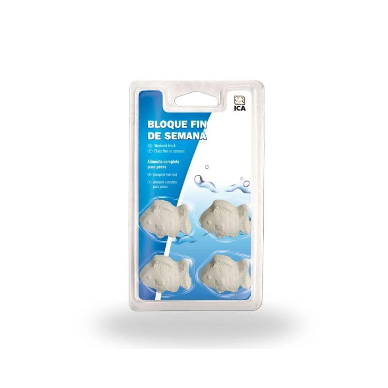 ICA - Bloque Alimenticio para Fin de Semana para Peces - 4uds con Forma de Pez
