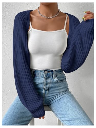 Image of Verdusa Women's Y2k Cropped Cardigan Sweaters Lightweight Knit Open Front Bolero Shrugs Spring Fall Outfits
