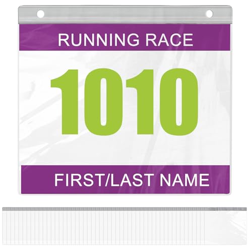 Yarlung 50 Pack Race Bib Display Vinyl Protector Sheets Clear Running Race Bib Holder Sleeves for Runners Players Athletes Medals Hanger Display