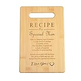 Recipe Mother's Day Gift Special Love Heart Poem Small Bamboo Cutting Board Mom Present Birthday Gifts (7'x11')