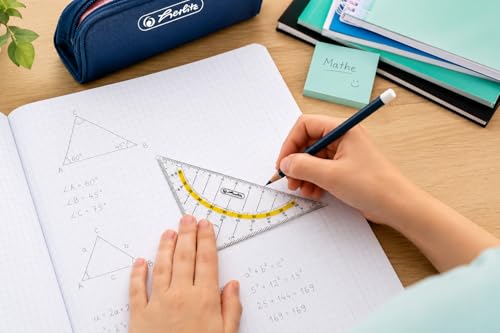 Foto von herlitz Geometrie-Dreieck klein 16 cm transparent – Kunststoff Zeichendreieck für Schule & Mathematik – Präzises Geodreieck – 1 Stück