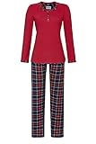 Ringella Damen Pyjama mit Zierknopfleiste rot 44 1511243,rot, 44