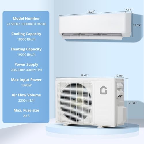 Image of IDEALHOUSE 18,000 BTU Mini Split Air Conditioner and Heat Pump, 23 SEER2 Ultra Quiet 208-230V Ductless AC with WiFi & Alexa Control, Cools /Heats up to 1250 Sq.Ft, Easy Installation Kit