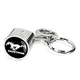 iPick Image for Ford Mustang Pony Logo in Black on Chrome Engine Piston and Rod Metal Key Chain