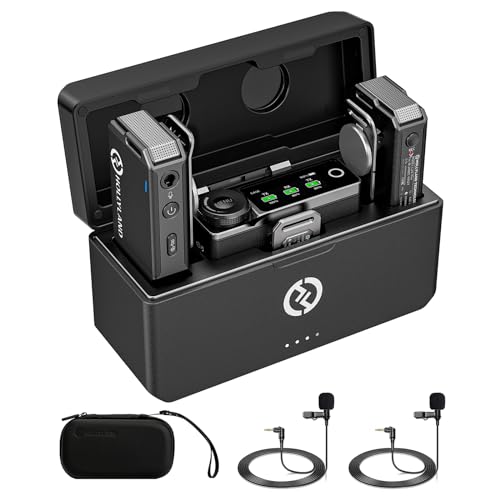 Hollyland Lark MAX Lavalier Mikrofon Wireless mit 2 Externe Mikrofone, 48kHz/24 bit Audioqualität ENC Antischall, 22H Dauer 250m Reichweite, 8GB Rec Funktion Ansteckmikrofon kabellos für Kamera Handy