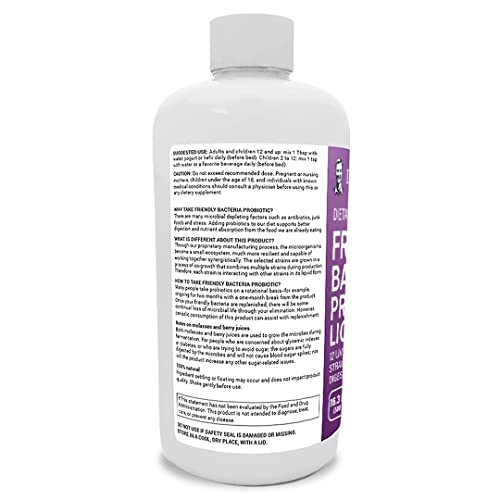 Dr. Berg's Friendly Probiotic Liquid Supplement Drink Mix W/ 12 Live Probiotics Strains & Lactobacillus Acidophilus - Digestive Health, Immune System & Gut Support For Men Women & Kids -1 Month Supply #TOP2