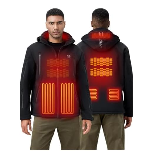 Men's Heated Jacket with Detachable Hood, Waterproof Winter Outdoor Heating Jackets for Men (Battery Pack Included)